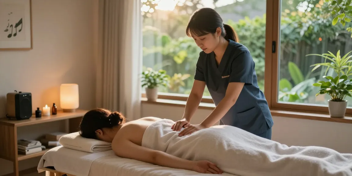 Inviting scene showcasing 남양주출장마사지 session with a professional therapist in a serene atmosphere.