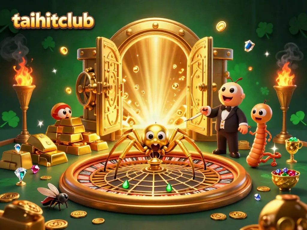 Watch the thrilling action at taihitclub as a golden spider spins a roulette web, attracting bets.