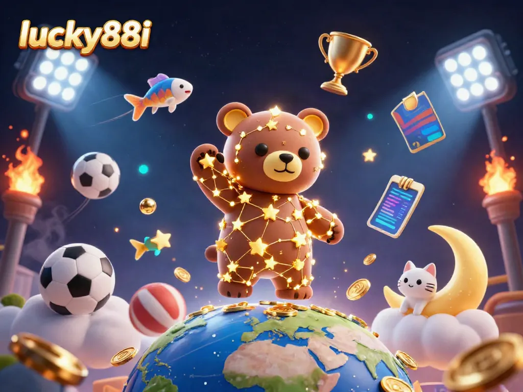 Experience thrilling gameplay in lucky88i with a spectacular 3D illustration showcasing vibrant casino elements.