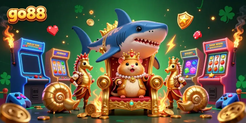 Experience excitement at GO88 with a hamster king and vibrant gaming elements.