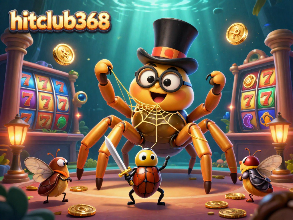 Engage in exciting gameplay at hitclub368 with a colorful gaming scene featuring a heroic beetle knight and golden tarantula.