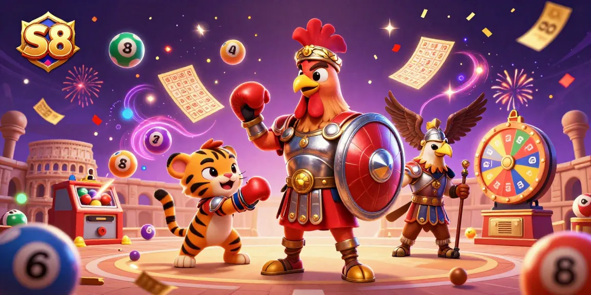 Engage in thrilling S8 lottery action with vibrant party atmosphere and dynamic characters.
