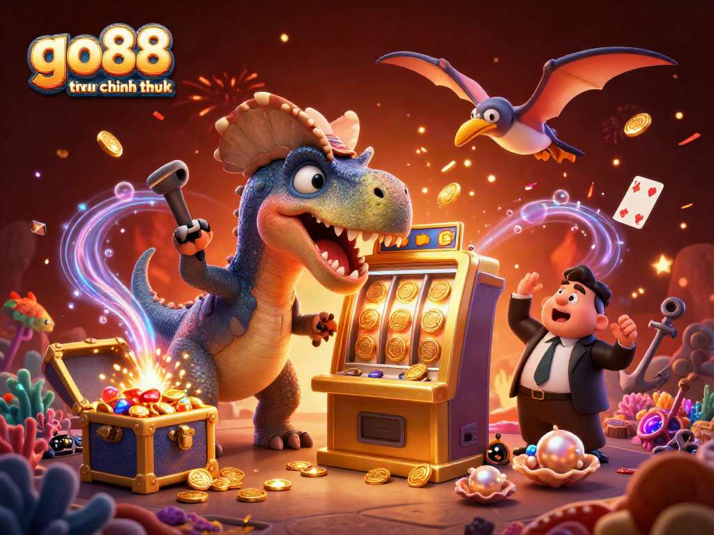 Join the fun at go88 trang chu chinh thuc with lively dinosaurs hitting a jackpot!