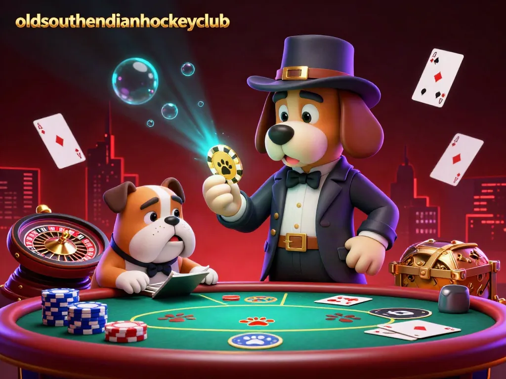 Engage with the oldsouthendianhockeyclub in a vibrant casino environment featuring cartoon characters and poker elements.