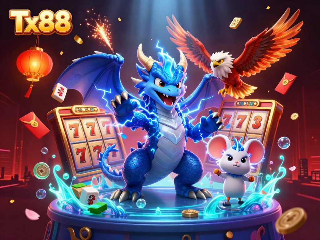 Experience exciting gameplay at Tx88 with vibrant casino elements and dynamic characters.