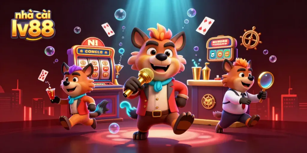 Engage with the lively atmosphere of nhà cái lv88 featuring animated hyenas in a comedy casino.