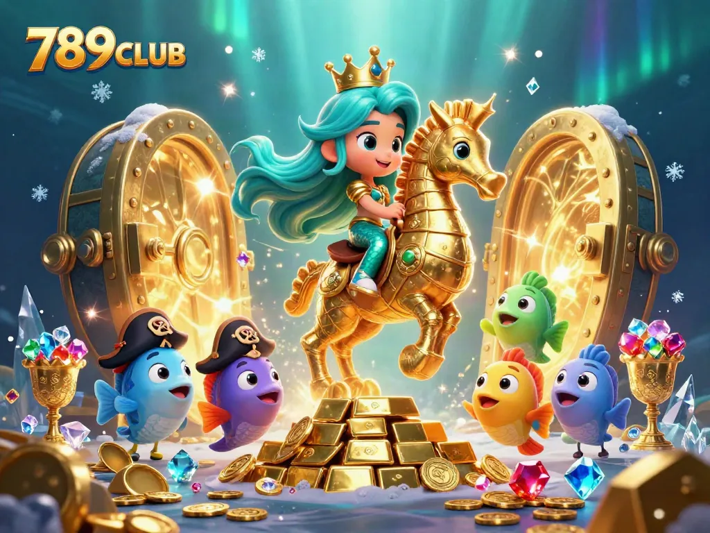 Experience the excitement of 789CLUB with our vibrant underwater casino adventure illustration featuring a mermaid princess.