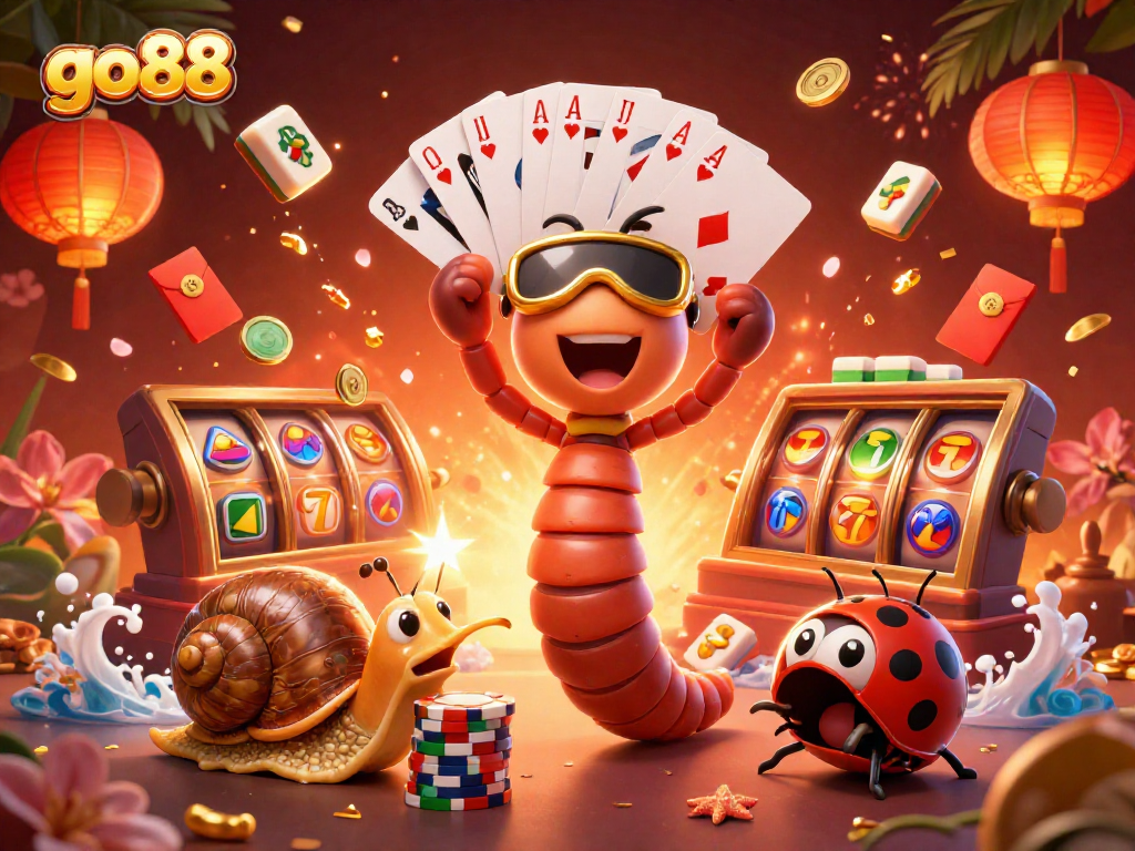 Experience the excitement of go88 with a vibrant 3D casino scene featuring dynamic characters.
