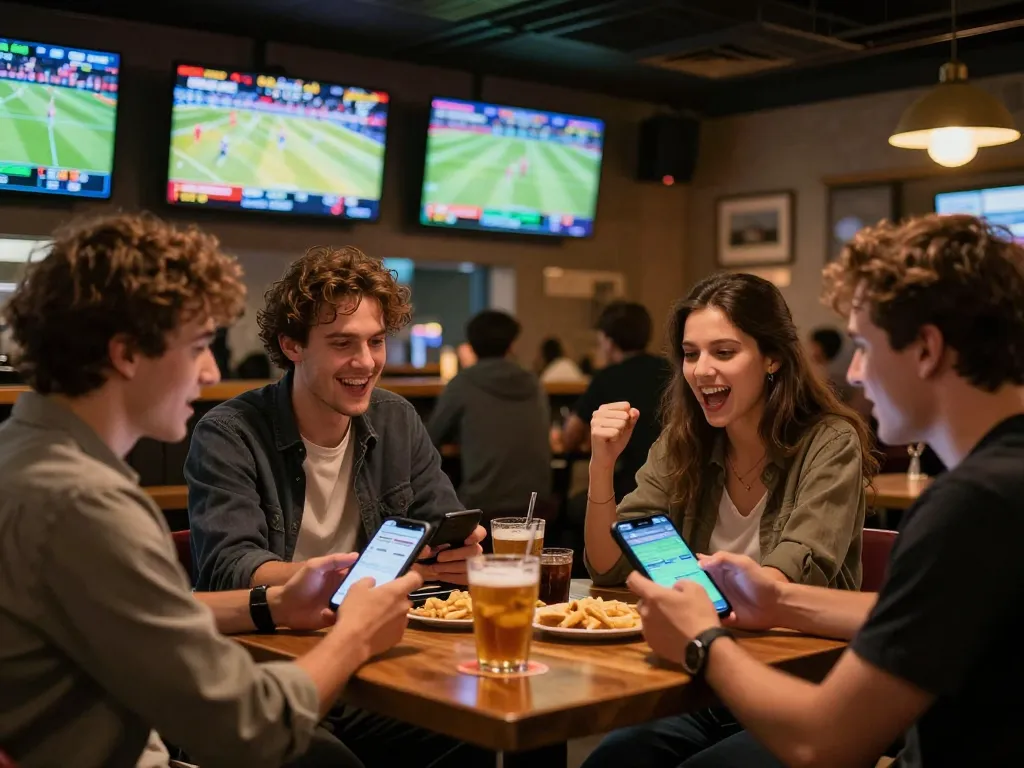 Betting excitement at the sports bar with mm888 as fans celebrate winning strategies.