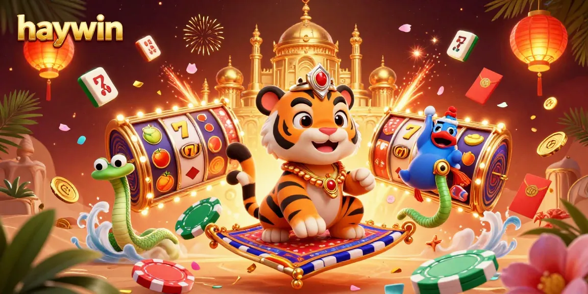 Experience the excitement of haywin as the tiger sultan leads on a colorful carpet made of poker chips.