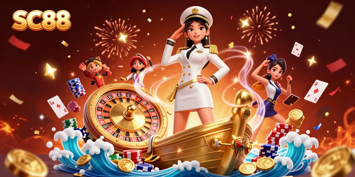 Engage with SC88 in an exciting scene featuring roulette and vibrant casino elements for better odds.