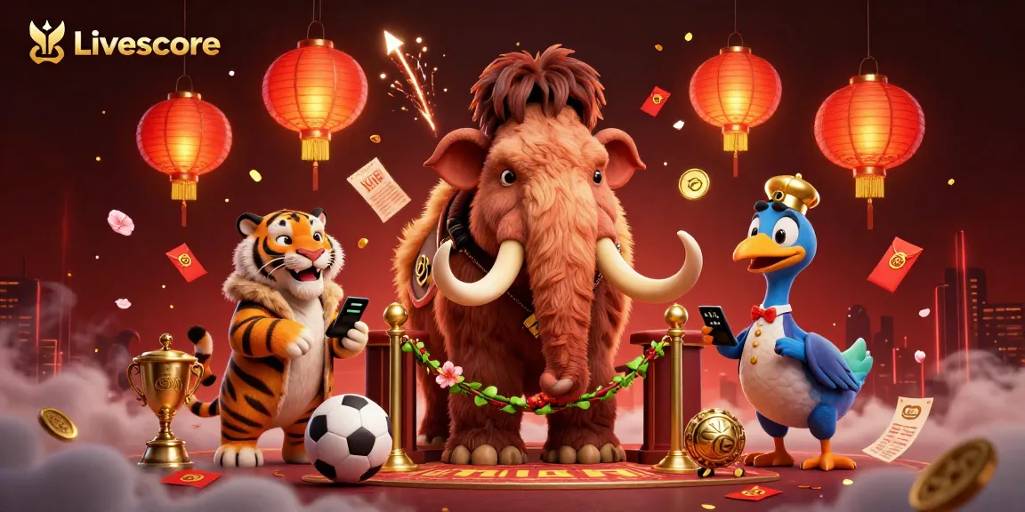 Experience Livescore updates with vibrant casino characters and dynamic sports-themed elements in a festive scene.
