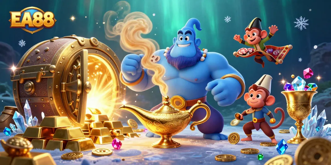 Experience thrilling gameplay at EA88 with magical symbols, treasures, and exciting casino vibes.