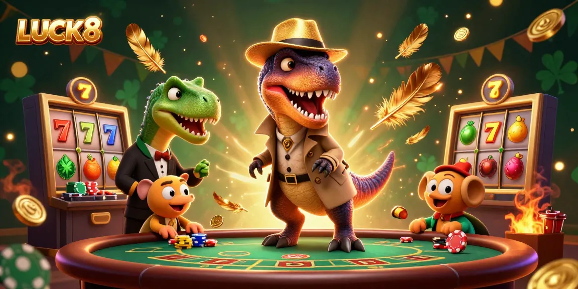 Experience LUCK8 at an exciting blackjack table with animated characters engaging in thrilling casino action.