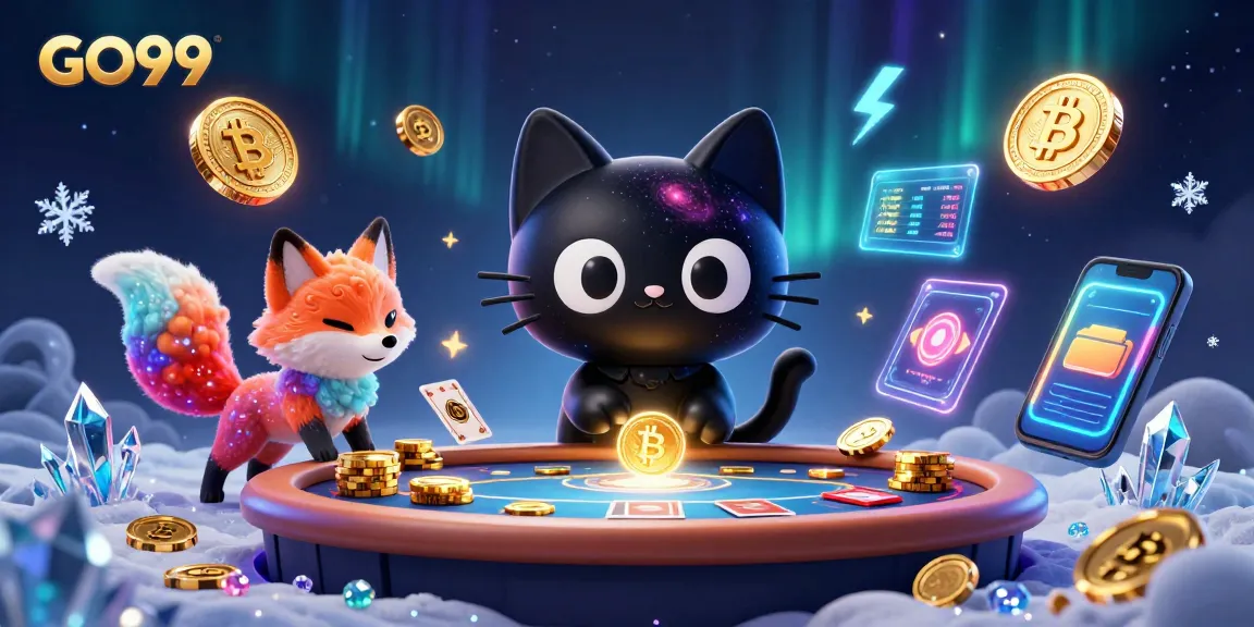Engage with exciting experiences at GO99's vibrant cosmic casino table filled with golden chips.