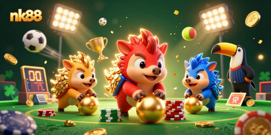 Bet on excitement with nk88 as rival pangolins compete in a vibrant casino scene full of action.