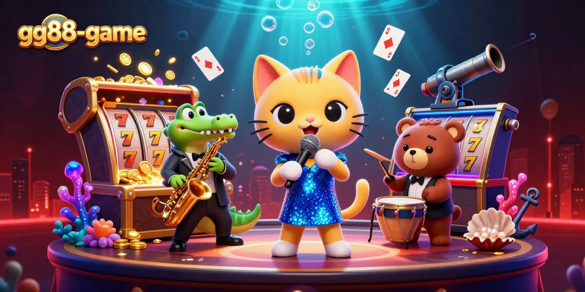 Engage with gg88-game’s vibrant casino scene featuring animated characters and thrilling slot machines.