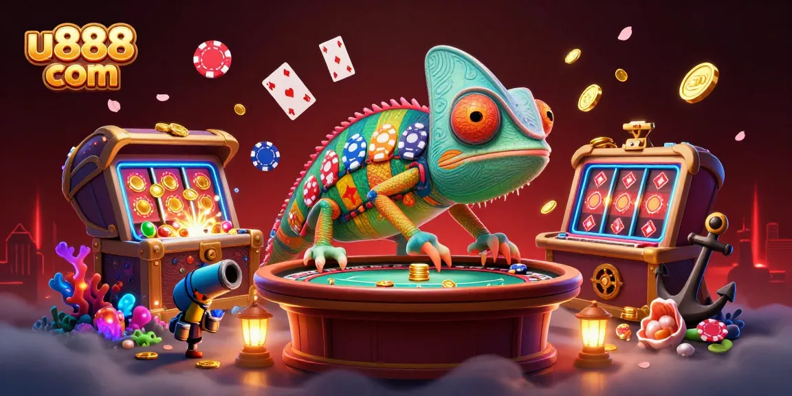 Engage in thrilling gameplay at u888 com with our vibrant casino illustration showcasing exciting elements.