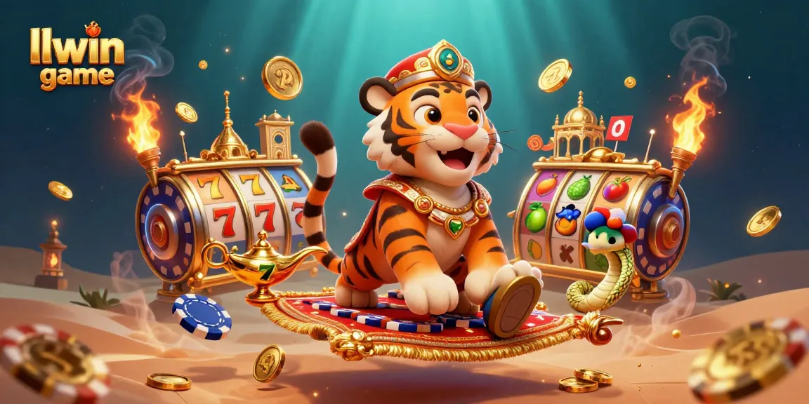 Experience the thrill of llwin game as a tiger sultan navigates a vibrant 3D casino world.